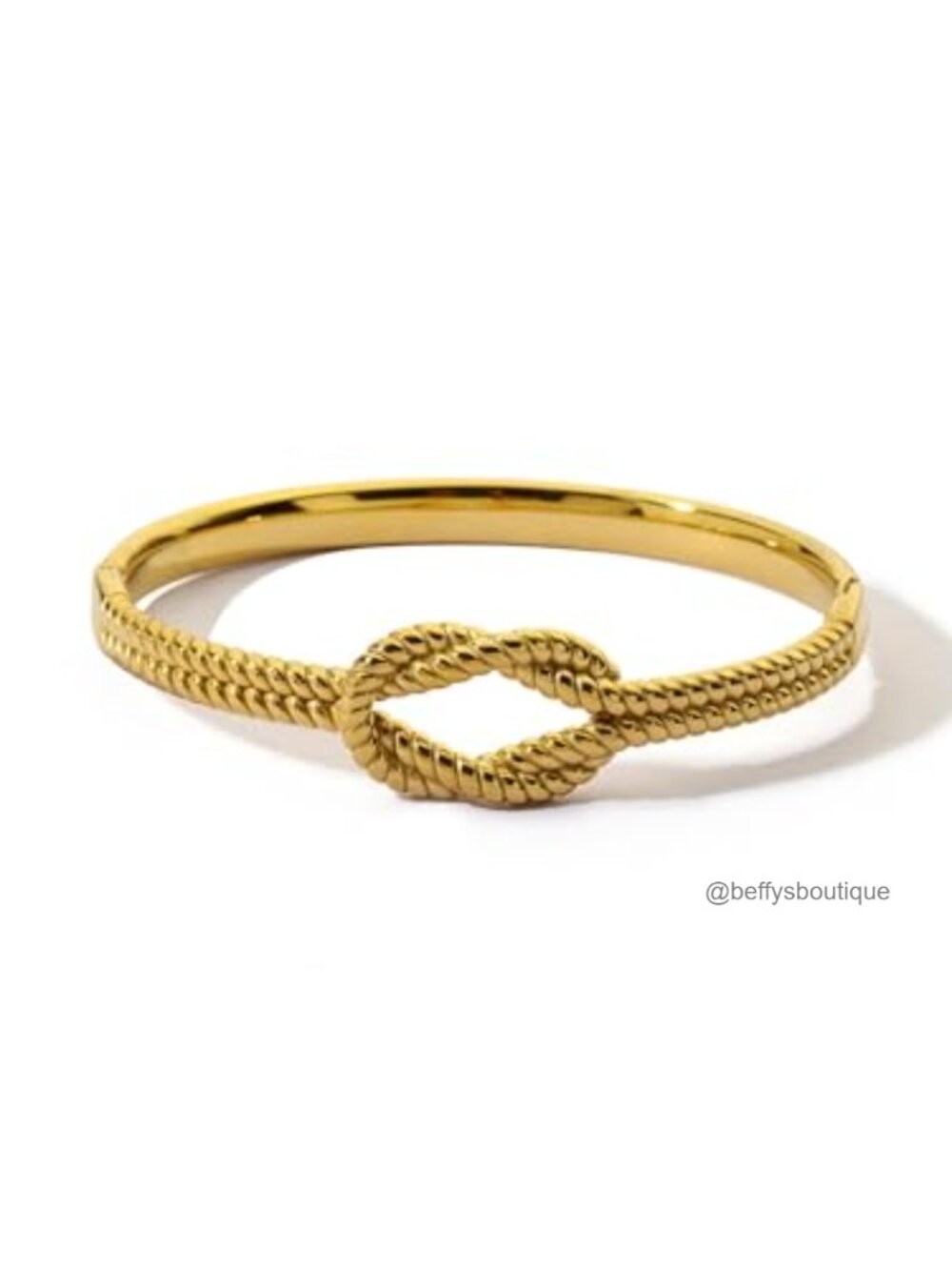 Chunky Knot Bangle Bracelet Stainless Steel Gold Plated Open Cuff Women